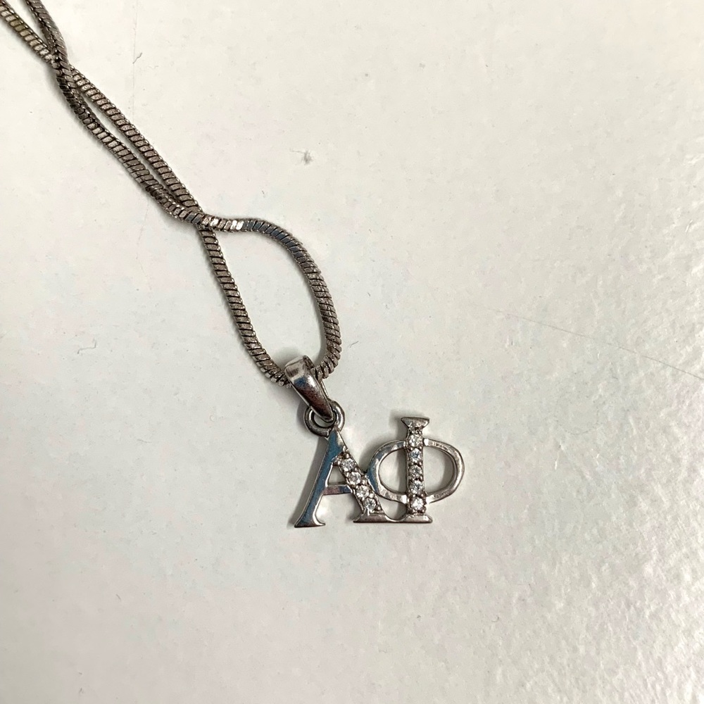 Alpha Phi dainty 925 silver charm with crystal